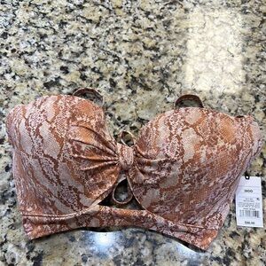 Shade & Shore Brown Snake Print Bikini Top